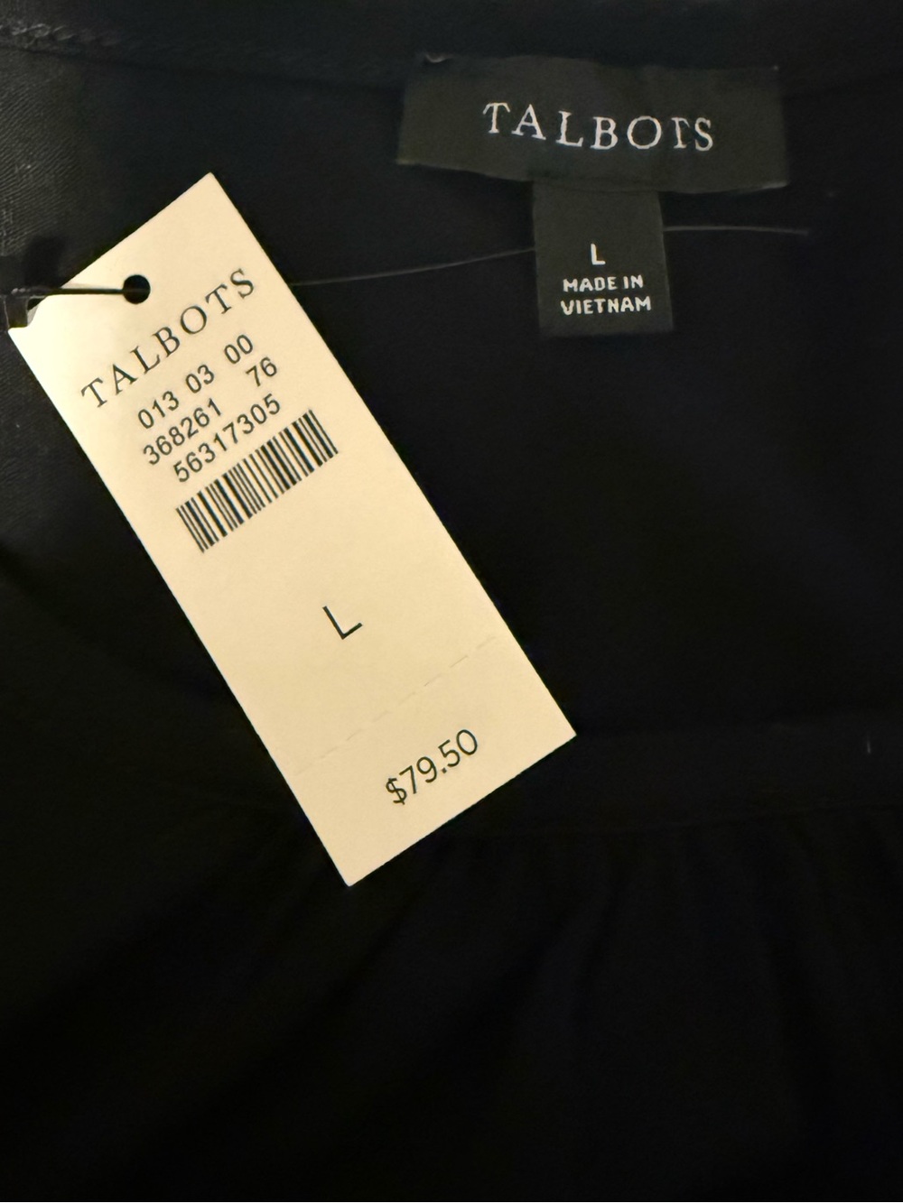 NWT Talbots Black Long Pleated-Sleeve Scoop Neck Pullover SZ L (19.5" P2P) - Picture 10 of 10